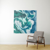 Tenture Vagues d'eau turquoise turquoise et bleue (En situation (horizontale))