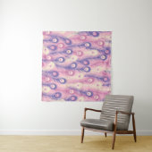 Tenture Valentine Peacock Feather Seamless Pattern in Pink (En situation (horizontale))