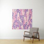 Tenture Valentine Peacock Feather Seamless Pattern in Pink (En situation)