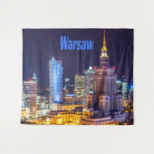 Tenture Varsovie Pologne Nuit Skyline Varsovie Spire (Devant (Horizontal))