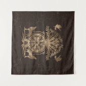 Tenture Végétarienne - Ornement de boussole viking (Devant (Horizontal))