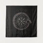 Tenture Vegvisir avec Ouroboros et runes (Devant (Horizontal))