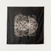 Tenture Vegvisir -Yggdrasil Avec Ravens & Wolves (Devant (Horizontal))