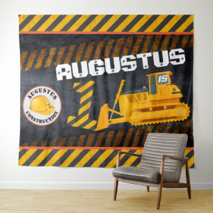 Tenture Véhicule de construction Noir et jaune 1er annive