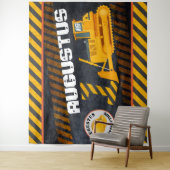 Tenture Véhicule de construction|Noir et jaune| 1er annive (En situation)