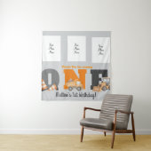 Tenture Véhicules de Construction Premier Anniversaire Cam (En situation)