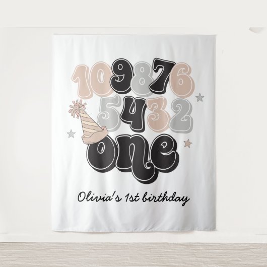 Tenture Veille du Nouvel An Compte à Rebours Premier Anniv (Devant)