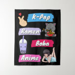 Tenture Ventilateur de culture K-Pop, Ramen, Boba et Anime<br><div class="desc">K-Pop,  Ramen,  Boba et Anime - Fans de culture pop coréenne et japonaise</div>