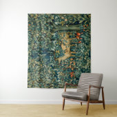 Tenture VERDURE, ANIMAUX FORESTIERS, DOES, OISEAUX Floral (En situation)