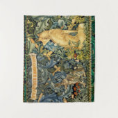 TENTURE VERDURE, ANIMAUX FORESTIERS, FOX ET LIVRE, FLORAL  (Devant)