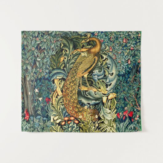 TENTURE VERDURE, ANIMAUX FORESTIERS, PEACOCK EN VERT FLORA (Devant (Horizontal))