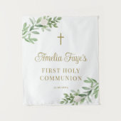 Tenture Verdure et Fleur blanche Première communion Fond (Devant)