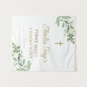Tenture Verdure et Fleur blanche Première communion Fond (Devant (Horizontal))