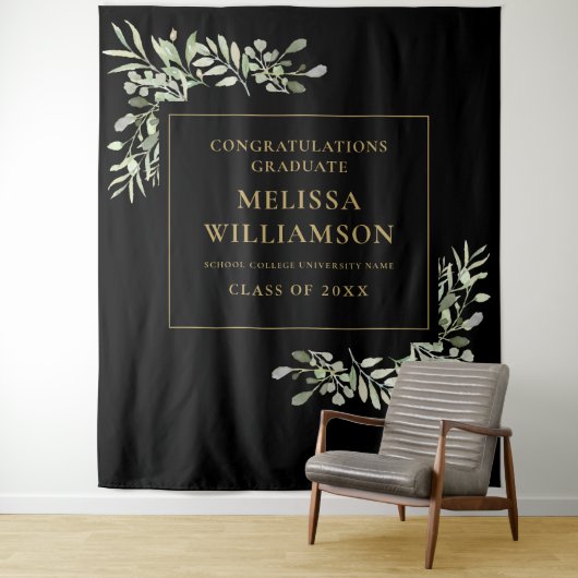 Tenture Verdure Noir Et Or Graduation Photo Contexte (En situation)