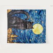 Tenture Verre tendu Chat noir Starry nuit (Devant (Horizontal))