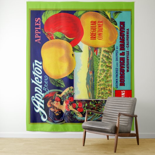 Tenture vers 1900 Appleton Apples crate étiquette print (En situation)
