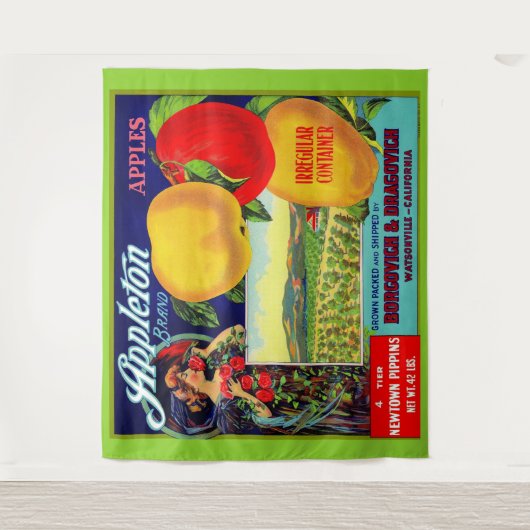 Tenture vers 1900 Appleton Apples crate étiquette print (Devant)