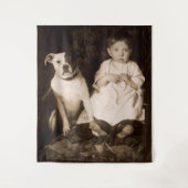 Tenture vers 1910 pitbull et bébé RPPC (Devant)