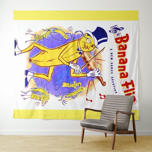 Tenture vers 1950 Banana Feuille de musique imprimé (En situation (horizontale))