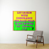 Tenture verset biblique des hébreux 12:1. (En situation (horizontale))