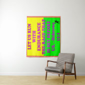 Tenture verset biblique des hébreux 12:1. (En situation)