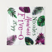 Tenture Vert, baie rose Feuilles Hawaii 5-0 50e anniversai (Devant (Horizontal))