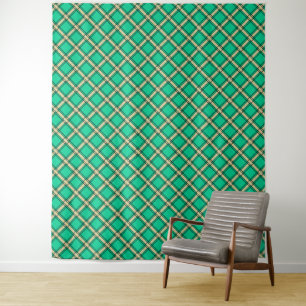 Tenture Vert beige, motif plaid
