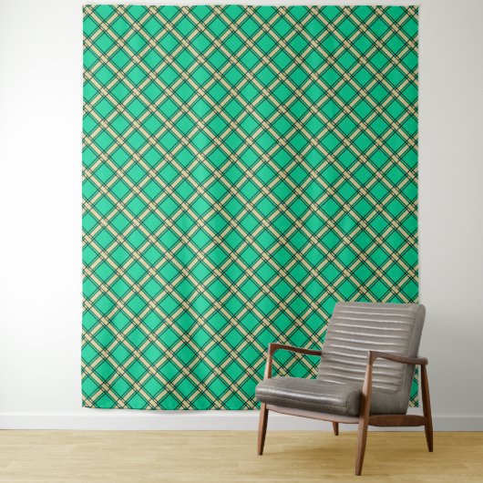 Tenture Vert beige, motif plaid (En situation)