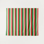 Tenture Vert, blanc étoile et trèfle rouge rayures fines (Devant (Horizontal))