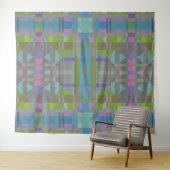 Tenture Vert bleu violet géométrique (En situation (horizontale))