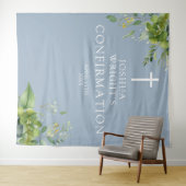 Tenture Vert Dusty bleu Confirmation photo fond (En situation (horizontale))