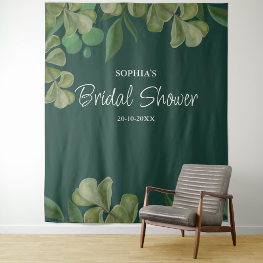 Tenture Vert émeraude Élégante végétation rustique feuille (En situation)