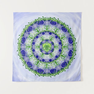 Tenture Vert et bleu Triple Lune déesse Mandala