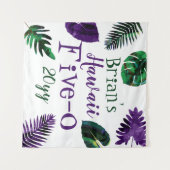 Tenture Vert, feuilles violettes de prune Hawaï 5-0 50e an (Devant (Horizontal))