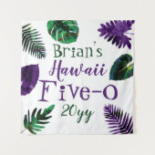 Tenture Vert, feuilles violettes de prune Hawaï 5-0 50e an (Devant)