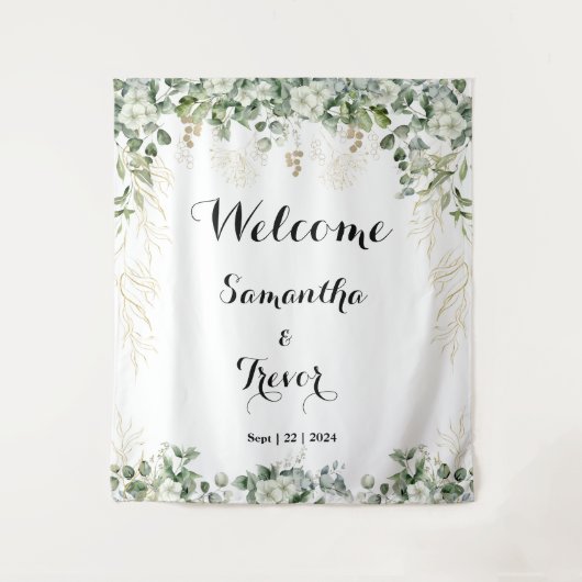 Tenture Vert & Métallurgie Or Blooms : Une Fête des mariée (Devant)