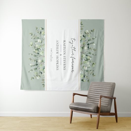 Tenture Vert sauge Eucalyptus  Mariage Ensemble Pour Toujo (En situation (horizontale))