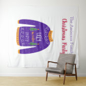 Tenture vêtement de Noël laid pull bleu blanc (En situation (horizontale))