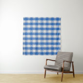 Tenture Vêtements de table recouverts de blanc bleu. (En situation (horizontale))