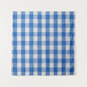 Tenture Vêtements de table recouverts de blanc bleu.