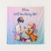 Tenture Veux-tu m'épouser | Proposition de mariage animée (Devant)