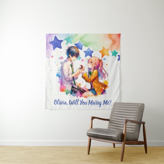 Tenture Veux-tu m'épouser | Proposition de mariage animée (En situation)