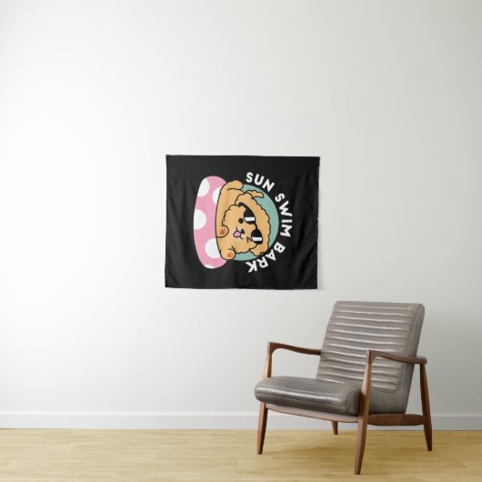 Tenture Vibes d'été Chien - Chiot flottant avec lunettes d (En situation (horizontale))