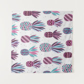 Tenture Vibes d'été : Motif d'ananas, points colorés (Devant (Horizontal))