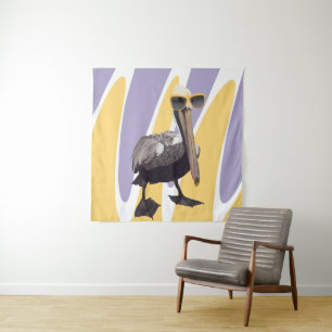Tenture Vibes estivales amusantes Oiseau pélican