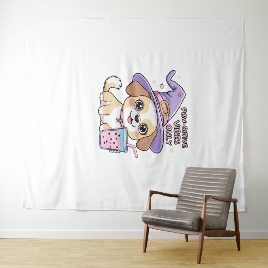 Tenture Vibes Paw-Stive Seulement Chien mignon Avec Bubble (En situation (horizontale))