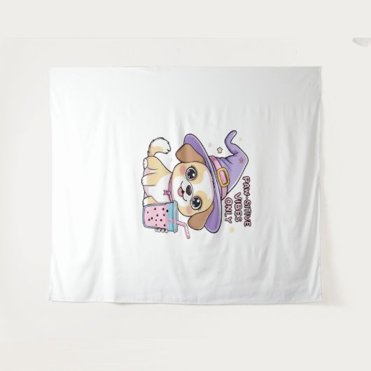 Tenture Vibes Paw-Stive Seulement Chien mignon Avec Bubble (Devant (Horizontal))