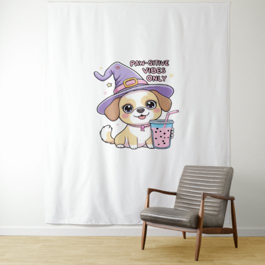 Tenture Vibes Paw-Stive Seulement Chien mignon Avec Bubble (En situation)
