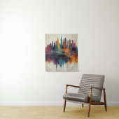 Tenture Vibrant Abstrait Skyline Cityscape Art (En situation)