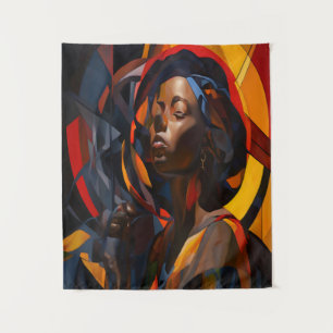 Tenture Vibrant Afrocentric Abstrait Portrait Art